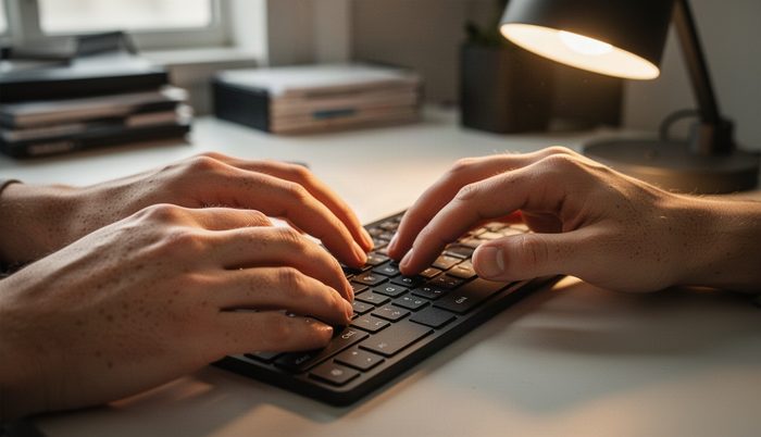 İki elin klavye kısayolları üzerinde hareket ettiği an